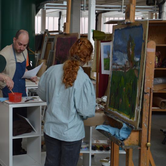 Sfeerbeeld uit het atelier Schilderkunst