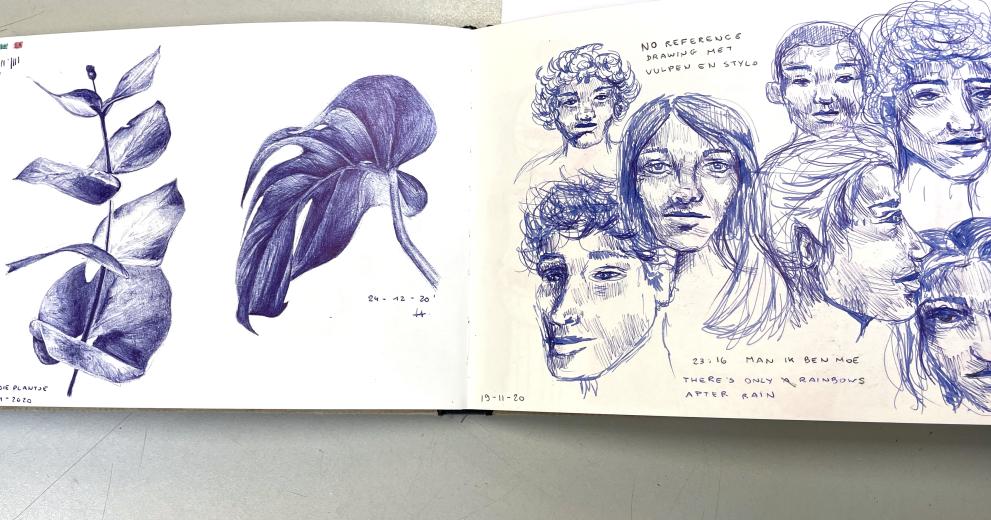 Beeld uit een schetsboek van één van onze leerlingen